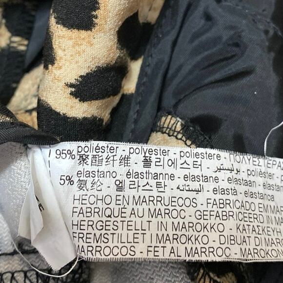 Zara Beige Black Leopard Animal Print High Rise Flare Bootcut Trousers Pants XS - Picture 5 of 5